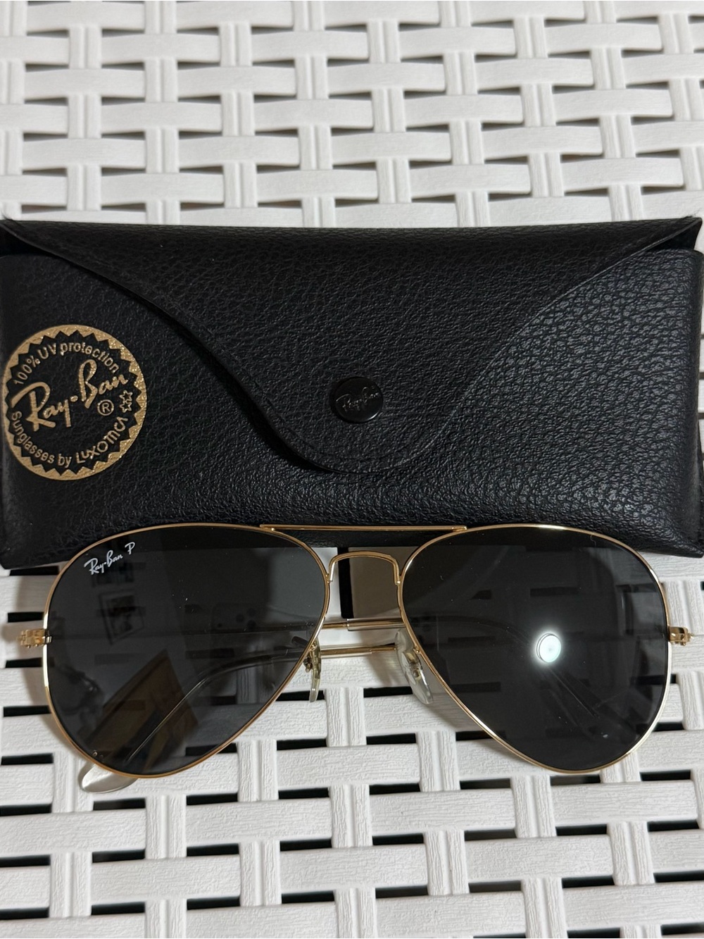 Ray-Ban Polarized Aviator Sunglasses - Gold Frame Made in Italy